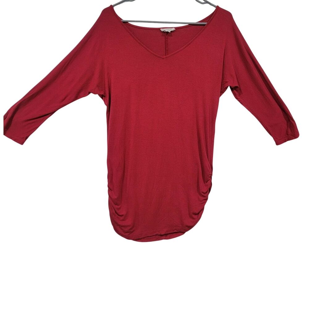Zenana Outfitters Medium Maternity Top Dolman Sleeves Ruched Side Casual Comfort